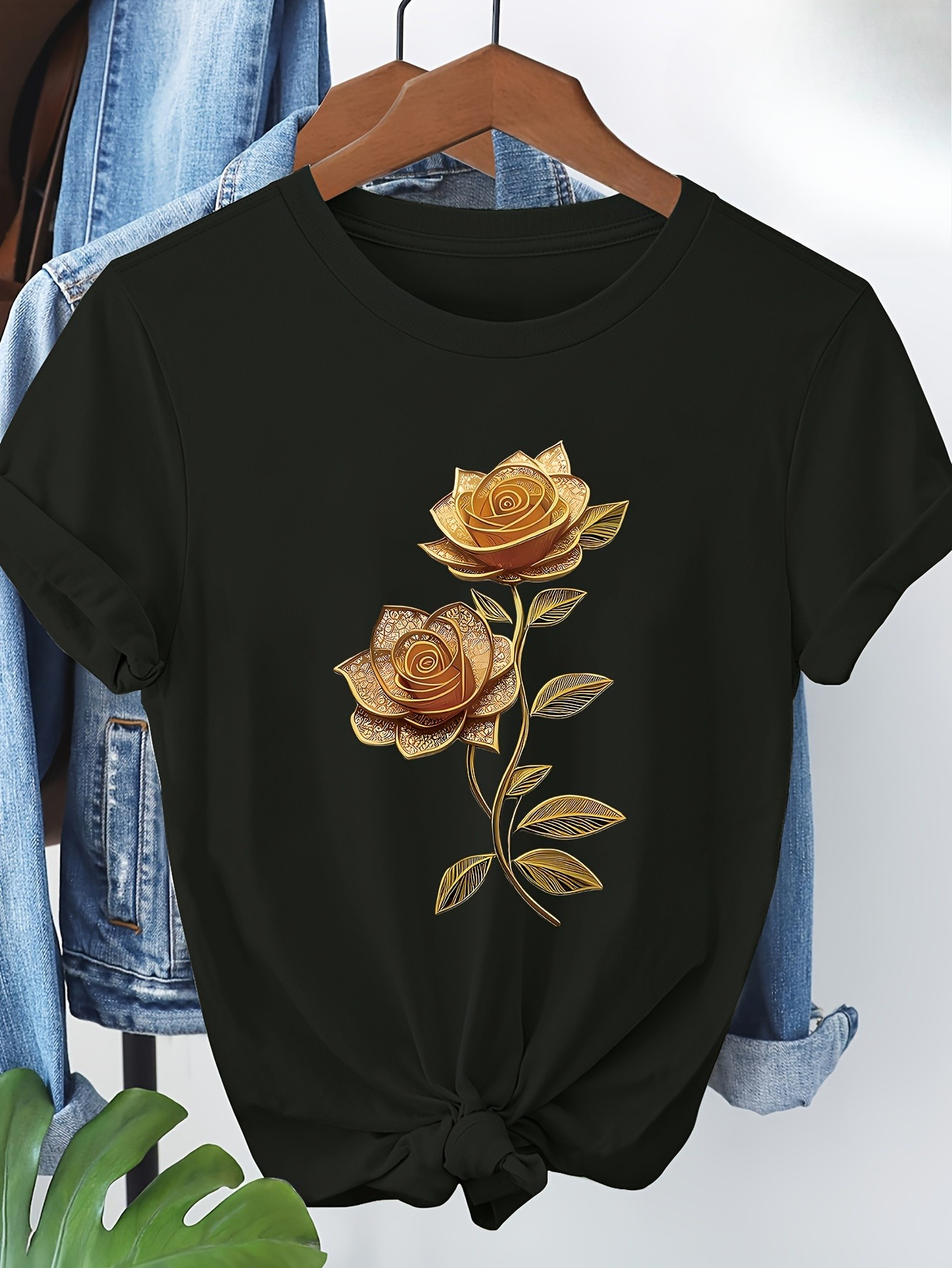 Women's Floral T-Shirt Golden  - Soft Summer Yellow Clothing ulasan dan harga