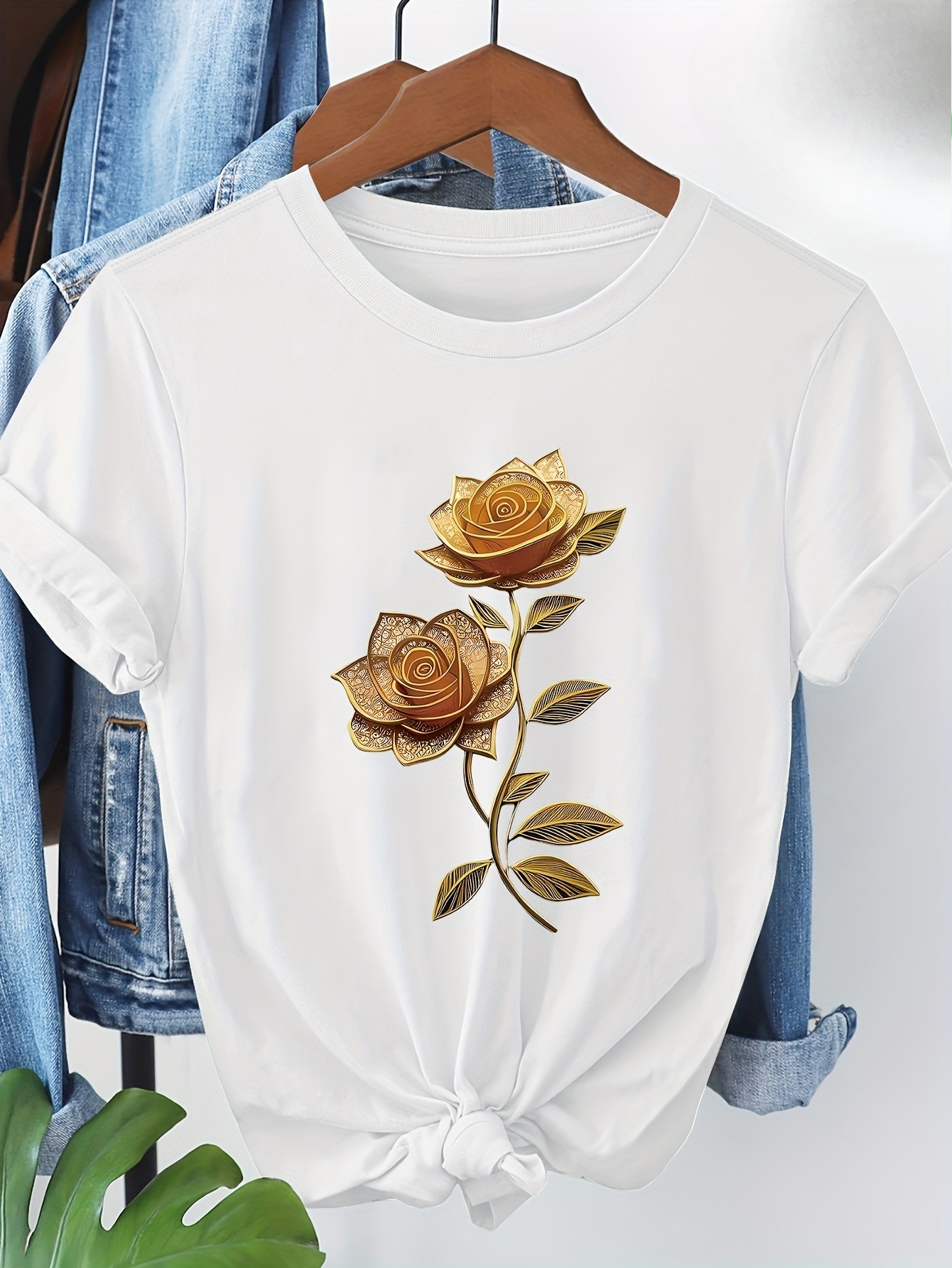 Women's Floral T-Shirt Golden  - Soft Summer Yellow Clothing ulasan dan harga
