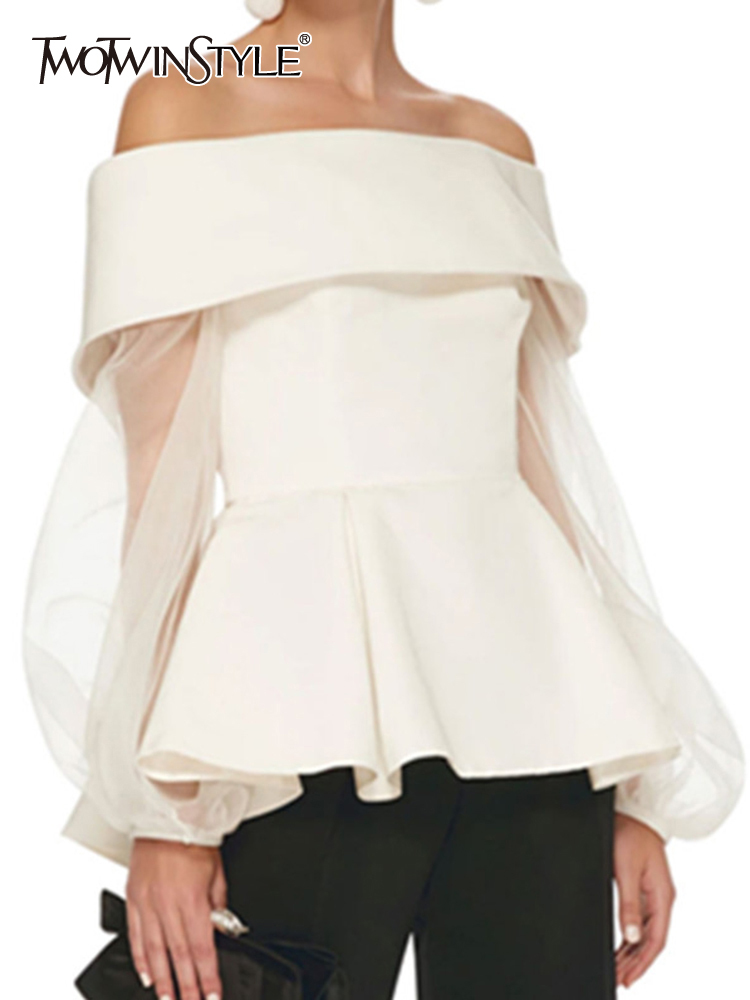 TWOTWINSTYLE Elegant Slash Nec - Summer Clothing In Winter ulasan dan harga