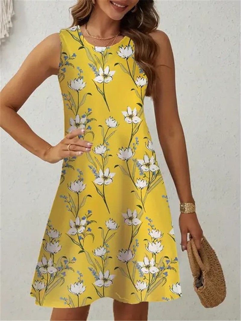 Casual Yellow Floral Dress Wom - Soft Summer Yellow Clothing ulasan dan harga