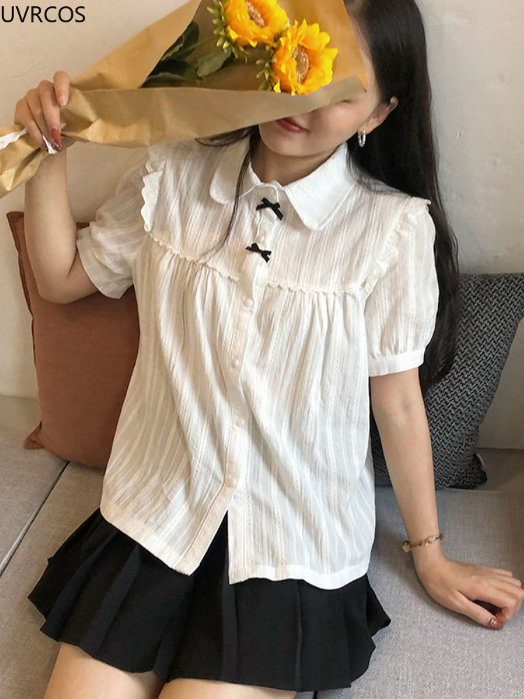Kawaii White Lolita Lace Blous - Summer Goth Clothing ulasan dan harga