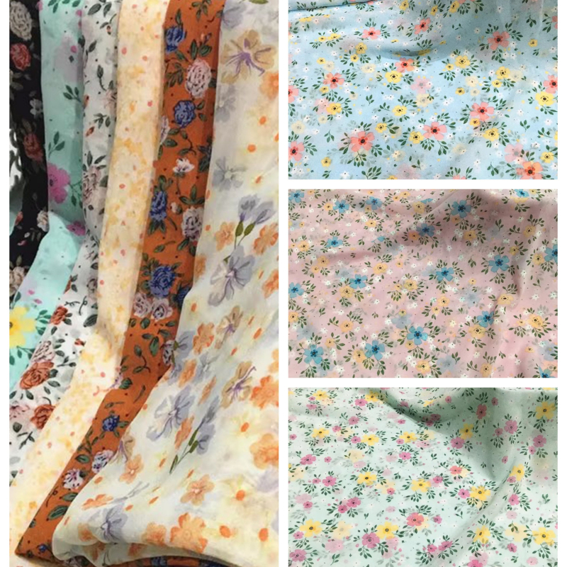 Flower Chiffon Fabric By The M - Soft Summer Yellow Clothing ulasan dan harga