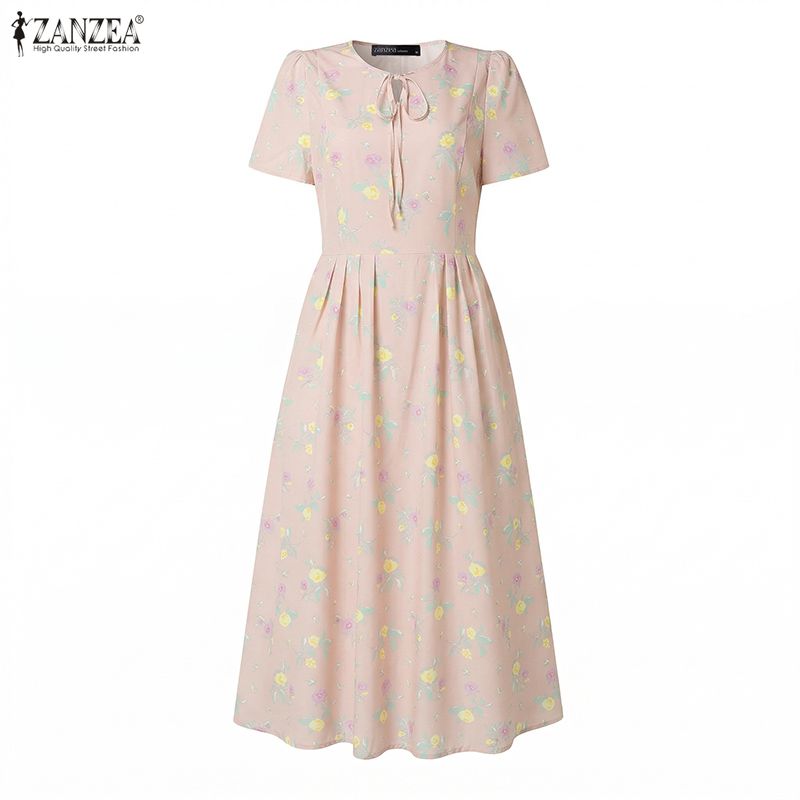 ZANZEA Summer Beach Sundress B - Sundress Midi Floral ulasan dan harga