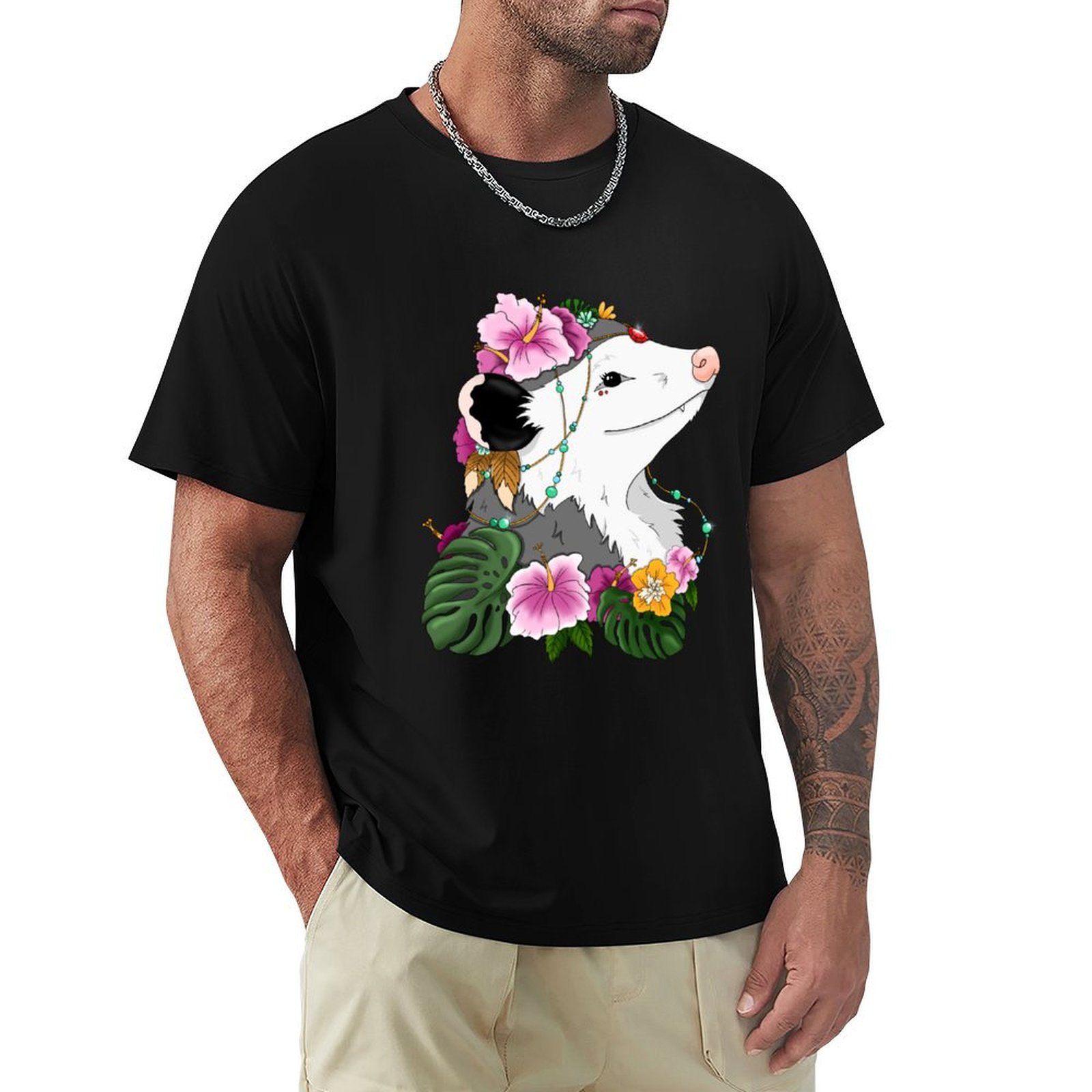 Opossum with tropical vibes T- - Summer Clothing Vibes ulasan dan harga